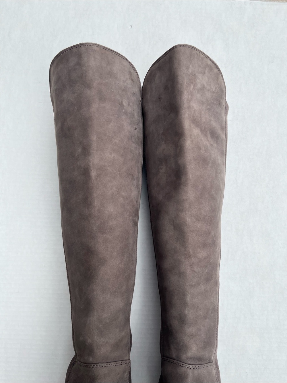 Lucky Brand Tilaree Knee High Boots 7.5 Suede Leather Taupe Equestrian Capsule - Picture 10 of 16